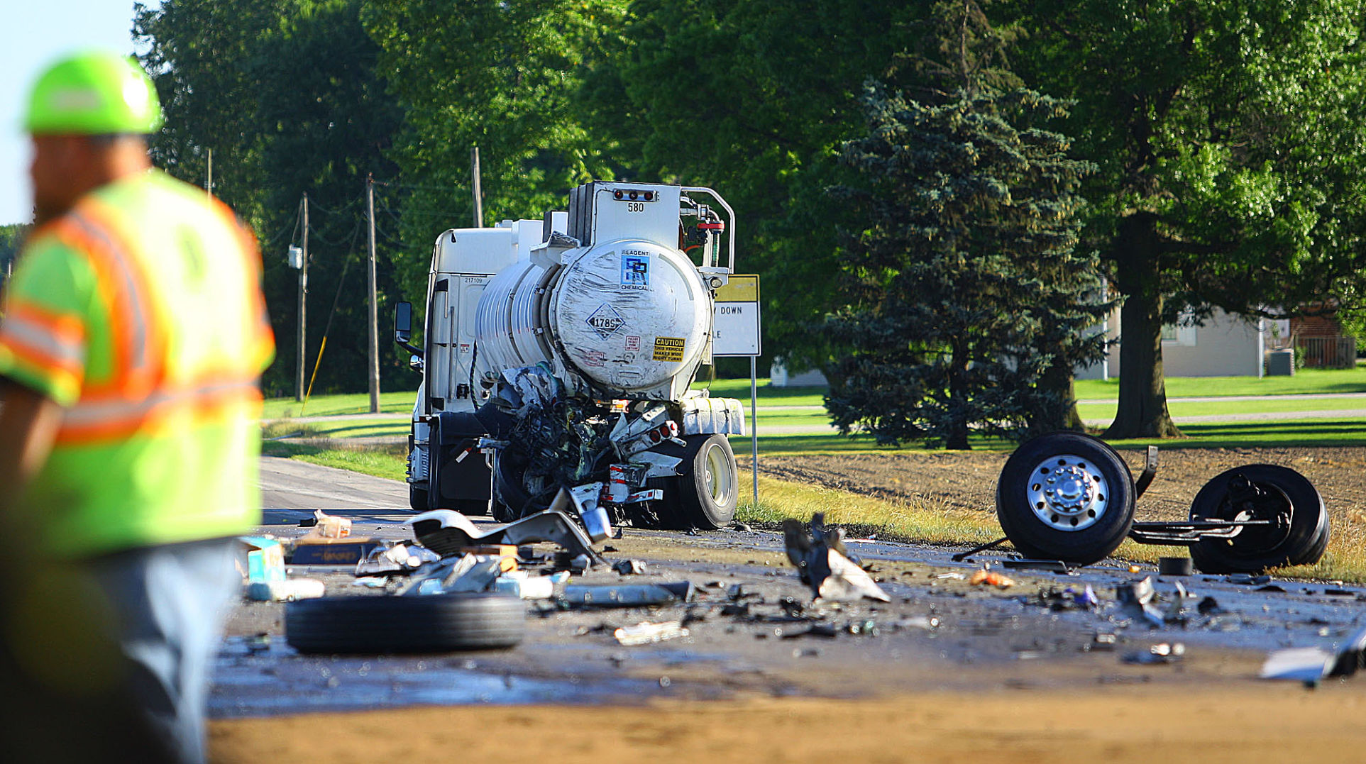 Semis collide; chemicals leaking; U.S. 31 closed